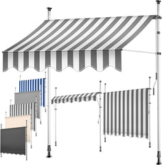 KESSER® Klemluifel met handslinger, balkon, balkonluifel zonder boren, luifel uv-bestendig, in hoogte verstelbaar en waterafstotend, zonwering voor balkon, terras en tuin, terrasoverkapping, 200 cm