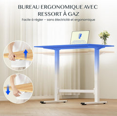 FlexiSpot H7 Plus Draagbare Computertafel 100 x 60 cm – In Hoogte Verstelbaar Bureau met Kantelbaar Plateau, Mobiele Bedtafel voor Bank, Lezen of Werken (Esdoorn)
