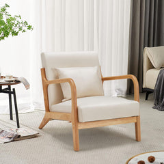 Fauteuil met armleuning - Relaxfauteuil - Relaxstoel - Massief hout - Wit - U-MAX