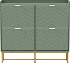 UEV Schoenenkast smal met 4 kleppen, 100x24x103,5cm schoenenrek (groen)
