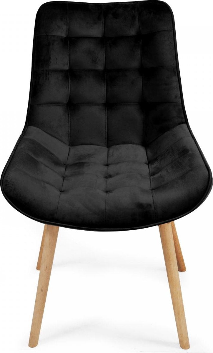 Eetkamerstoelen - Set van 2 - Fluweel - Zwart - MIADOMODO®