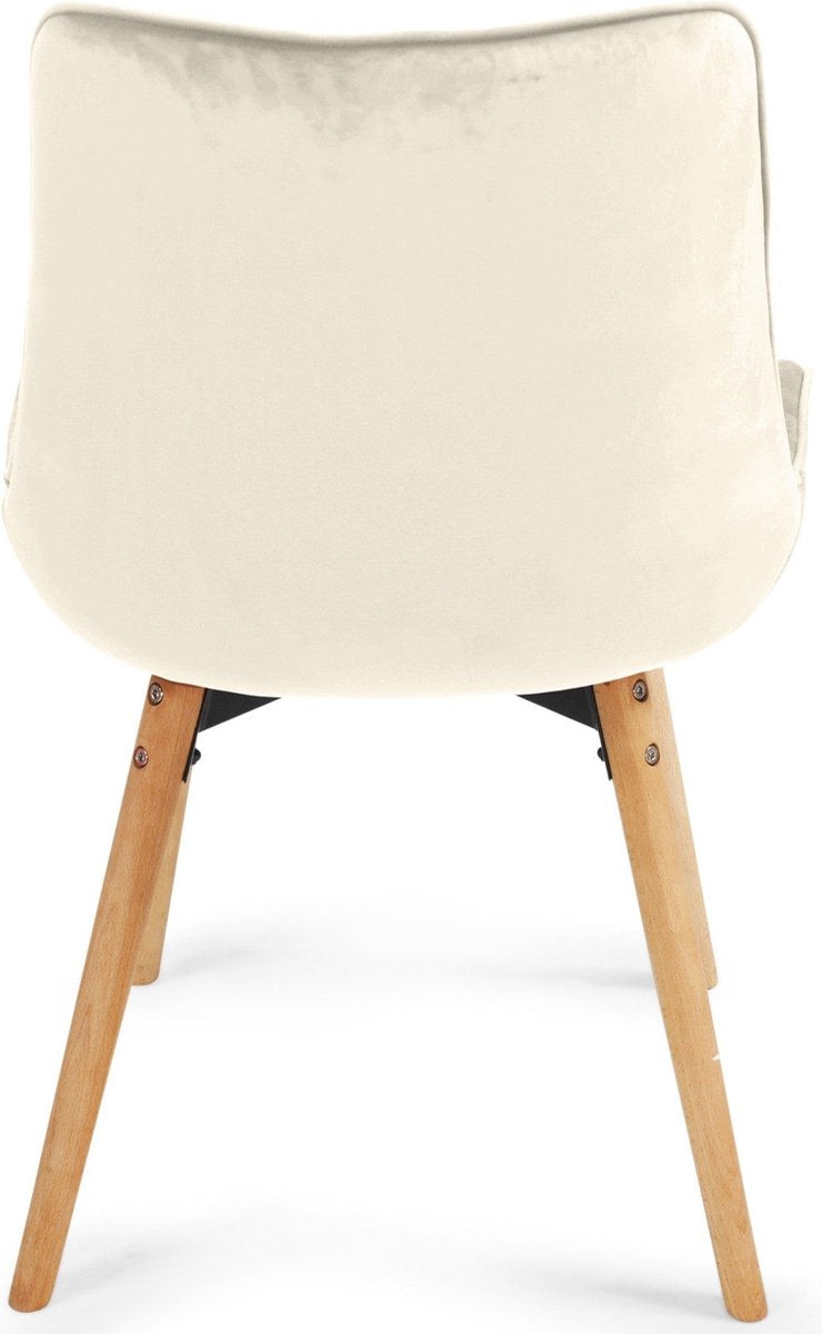 Eetkamerstoelen - Set van 2 - Fluweel - Creme - MIADOMODO®