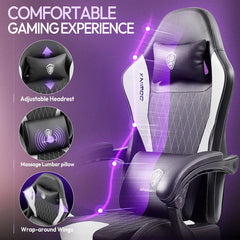 Ergonomische Bureaustoel -  Office Chair - Gamestoel - Volwassenen - Zwart/Wit- Dowinx