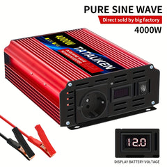 Pure Sinusgolf Omvormer 4000W DC 12V naar AC 220V voor Auto's, Vrachtwagens, Computers en Buitencamping, Auto-accessoires