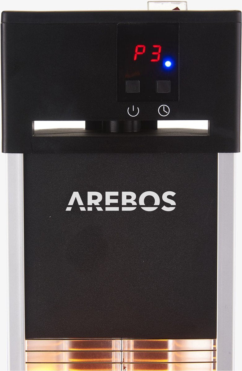 AREBOS Infrarood Verwarming - 2000W - Infrarood Kachel - Terrasverwarmer - Zilver