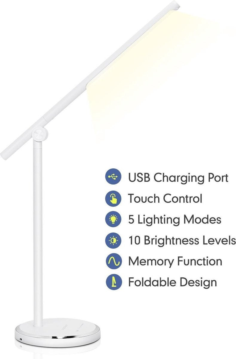 Aigostar Bureaulamp LED -  Dimbaar - Smart Touch - Wit •