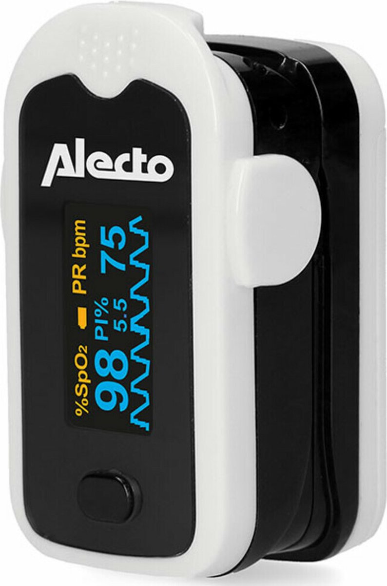 Alecto ACS-31 -Saturatiemeter -Hartslagmeter - Zuurstofpercentage -Bloed Zuurstofmeter -Oximeter -Zuustofgehalte -Vinger - (Inclusief Opbergtas) -Batterijen •
