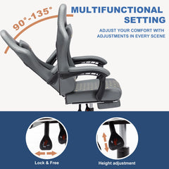 Ergonomische Bureaustoel -  Office Chair - Gamestoel - Volwassenen - Grijs - ANDYOU