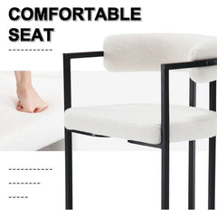 Set van 2 barkrukken, bekleed met fluweel, moderne keukenstoelen voor bar, restaurant, wit, Wahson