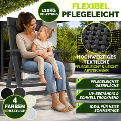Tillvex Premium tuinstoel met kussen, 1 stuk, antraciet, opvouwbaar, gemaakt van aluminium | Stoel met hoge rugleuning en armleuningen | Verstelbare opvouwbare stoel | Opvouwbare fauteuil voor balkon, tuin en terras
