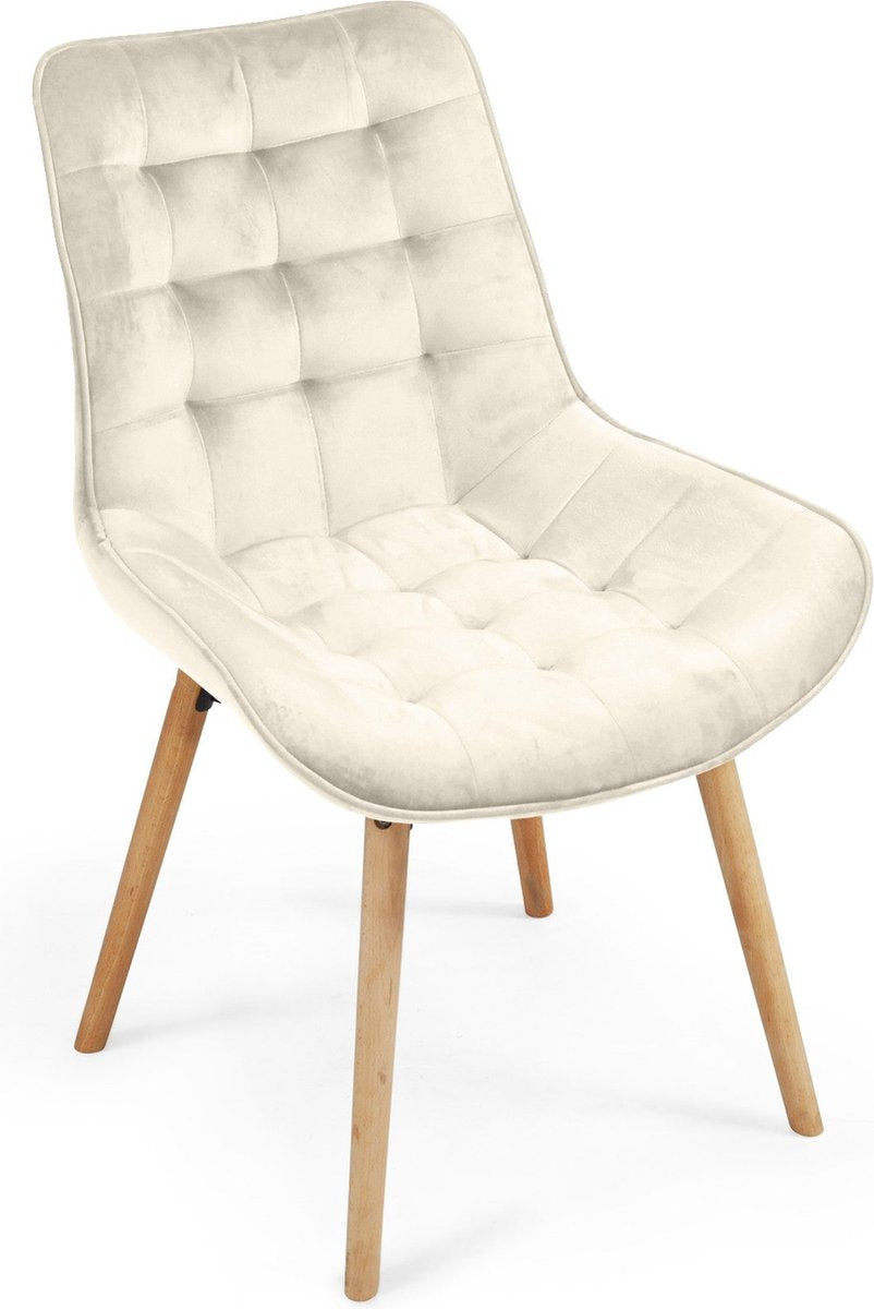 Eetkamerstoelen - Set van 2 - Fluweel - Creme - MIADOMODO®
