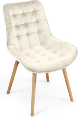 Eetkamerstoelen - Set van 2 - Fluweel - Creme - MIADOMODO®