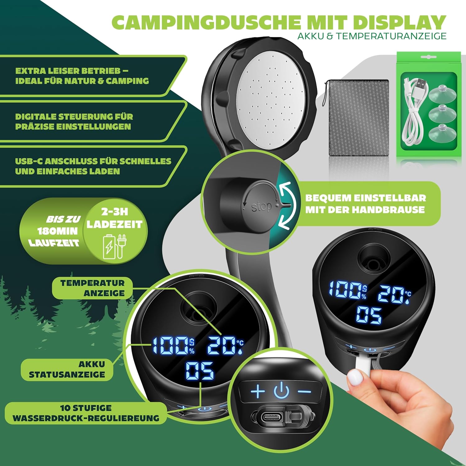 KESSER® Campingdouche - Tuindouche - Mobiele douche - Zwart
