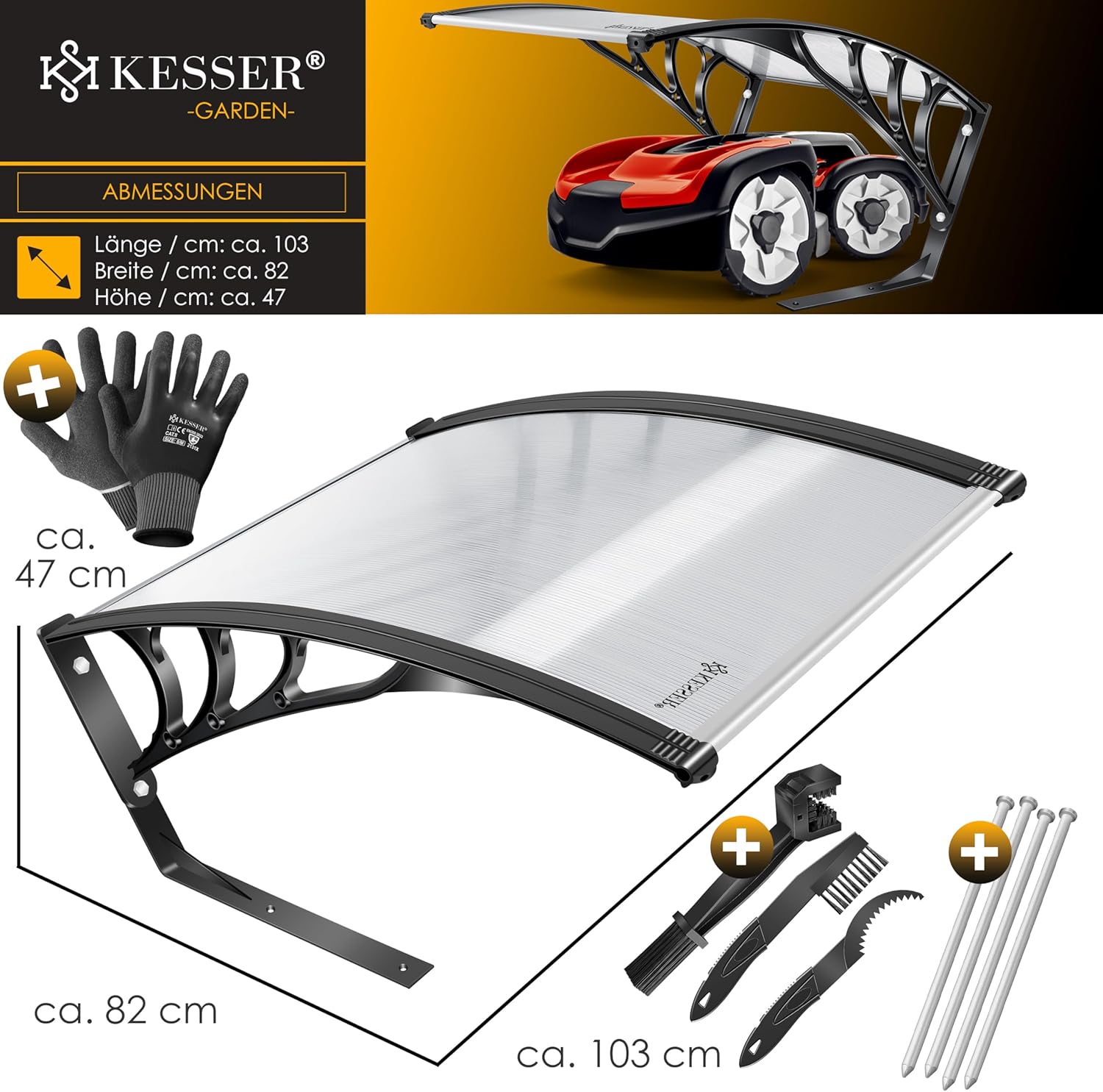 KESSER Garage robotmaaier - Weerbestendig - 82x103x47cm - Transparant