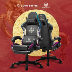 GTPLAYER Gamingstoel met Bluetooth-luidsprekers en voetensteun, ergonomische computerstoel, robuuste bureaustoel met hoge rugleuning en lendensteun (Zwart)