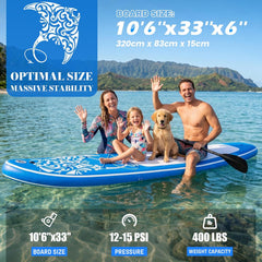 FEATH-R-LITE Opblaasbaar paddleboard, stand-up paddleboards voor volwassenen, SUP met twee verschillende configuraties van accessoires, blauw
