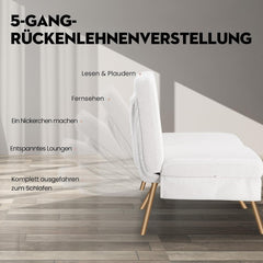 COMHOMA Slaapbank met slaapfunctie, futon klapbank, slaapbank, slaapbank, logeerbed, 3-zitsbank, met verstelbare rugleuning van teddystof, wit