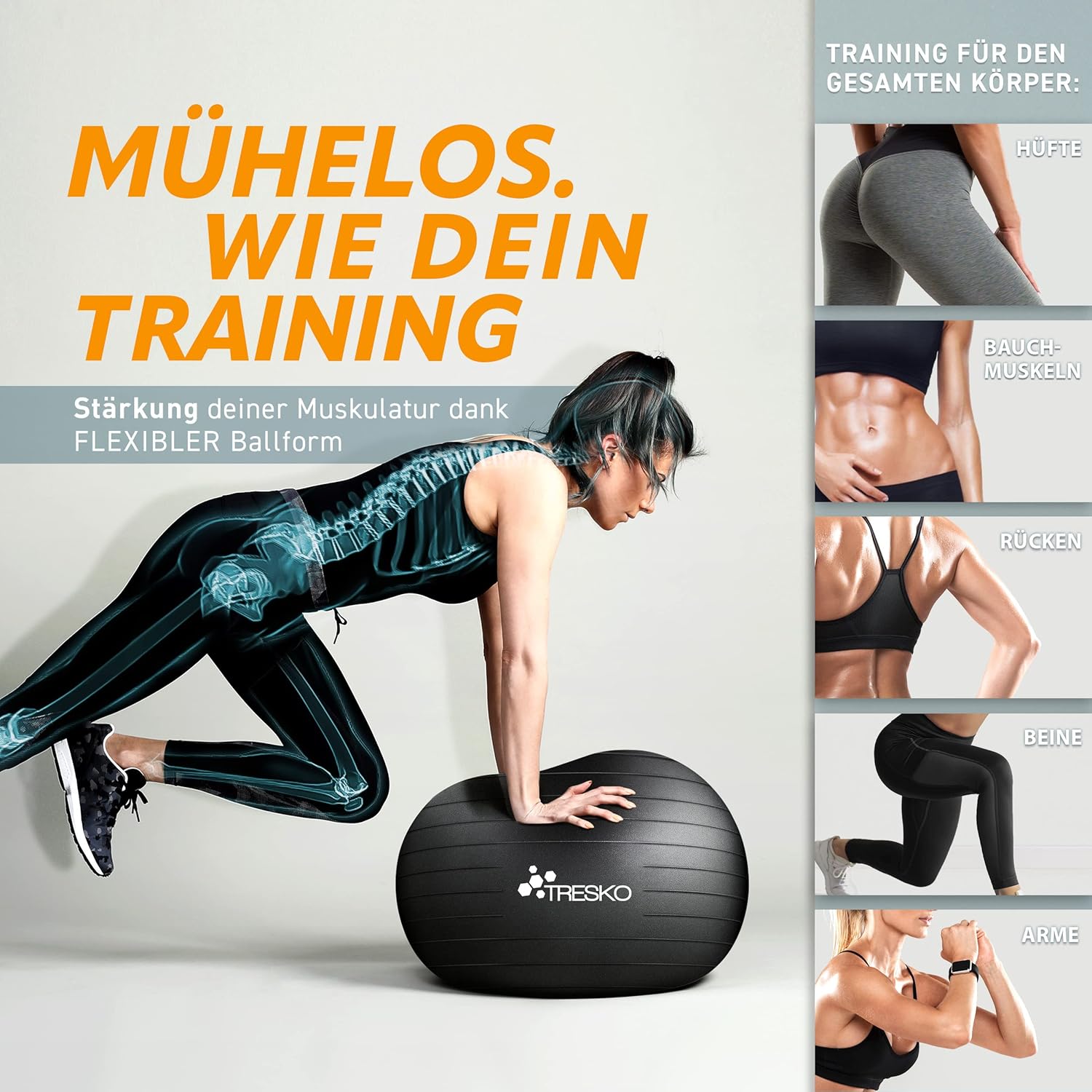 Fitness bal - Yoga bal - Pilates bal - Zwangerschapsbal - 85cm - Zwart
