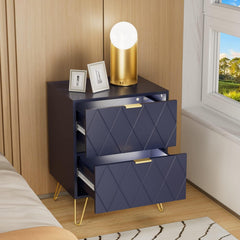 Nachtkastje set van 2 - Bijzettafel - Opbergkastje - 40x30x52 cm - Blauw - UEV