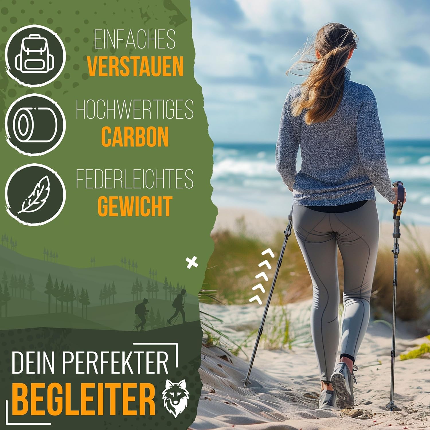 KESSER® Nordic Walking stokken - Wandelstokken - Zwart