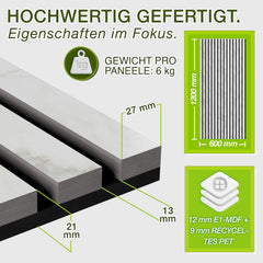 Wandpanelen - Akoestische panelen - Lattenwand - 2 stuks - 120x60 cm - Wit - TRESKO