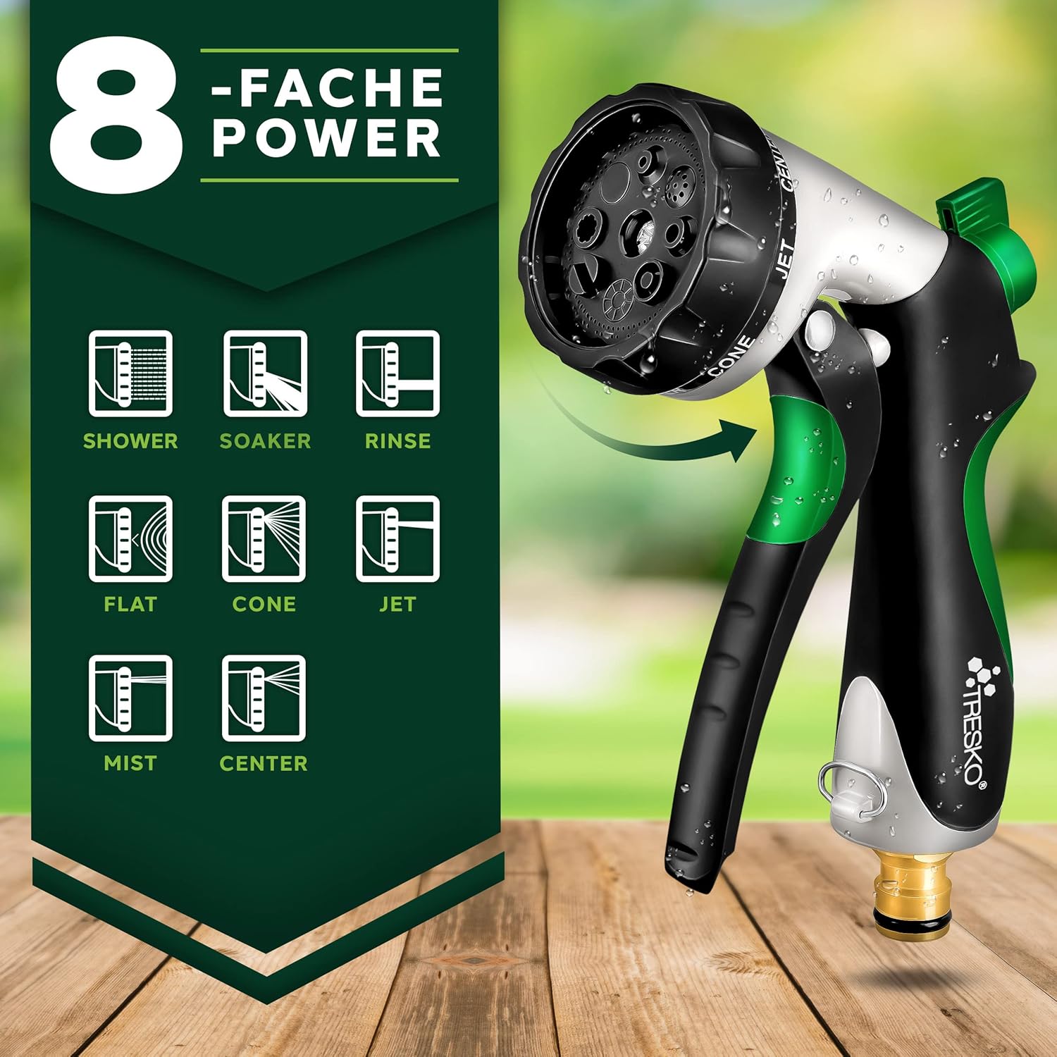 Flexibele Tuinslang - Inc. sproeikop - 22,5 meter - Groen