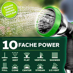 TRESKO® Flexibele tuinslang 60 m met 3-voudige latex & 10 modi douche | Flexislang rekbaar incl. 1/2" & 3/4" adapter, wandhouder & tas | waterslang flexibel met messing aansluitingen