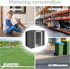 COSTWAY Metalen Schuur, Tuinhuis, Gereedschap opslag, Tuinhuisje, incl. Metal foundation 213 x 130 x 173 cm / 2,7 m in 2 kleuren, donkergrijs