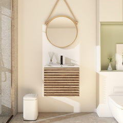 UEV Wastafelonderkast hangend 60 cm, badkamerkast met 2 laden, soft-close-systeem, onderkast voor badkamer, wasplaats, wastafelonderkast, badkamermeubel voor gastentoilet, natuur