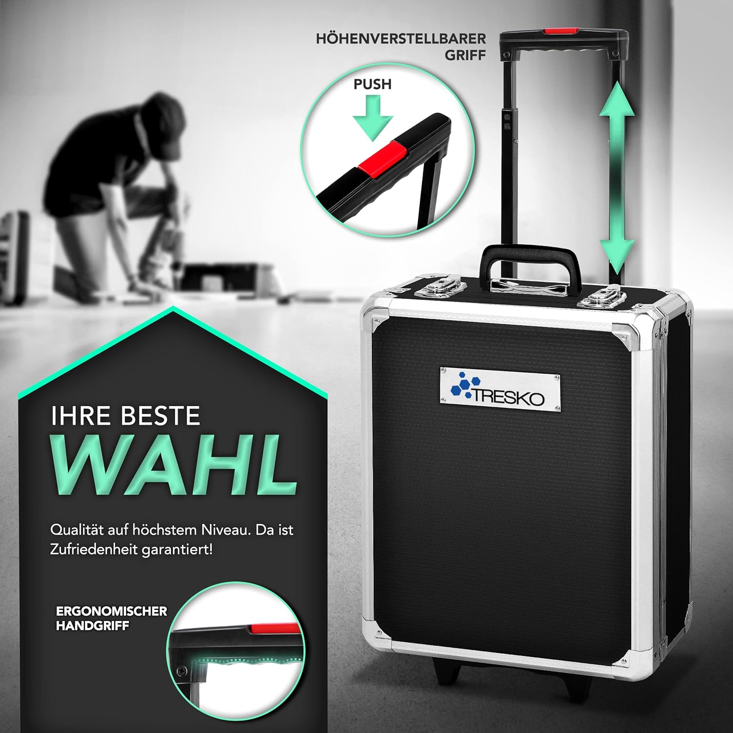 TRESKO® 949 delige gereedschapskoffer - Gereedschapswagen - Zwart