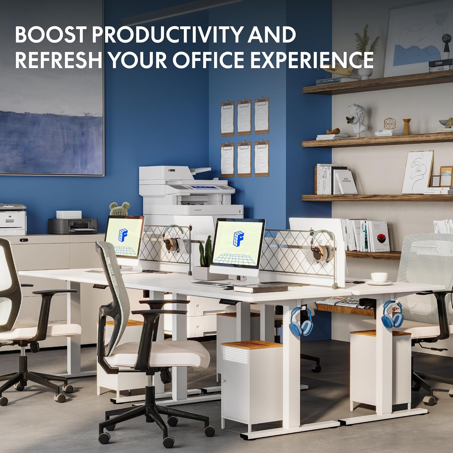 FLEXISPOT zit- en sta-bureau, eendelig blad 100x60cm, elektrisch in hoogte verstelbaar bureau, bedieningspaneel met geheugenfuncties, eenvoudige montage, telewerkbureau (zwart + zwart)