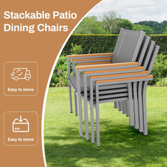 Tuinstoelen - Stapelbaar - Aluminium - Set van 2 - Grijs - LIFERUN