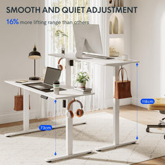 Zit sta bureau - Elektrisch - Verstelbaar - Bureauframe - Wit - EF1W - FLEXISPOT
