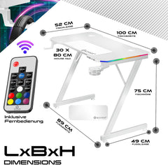 KESSER® Gamingtafel- Bureau - Computertafel- 100x60cm - Wit