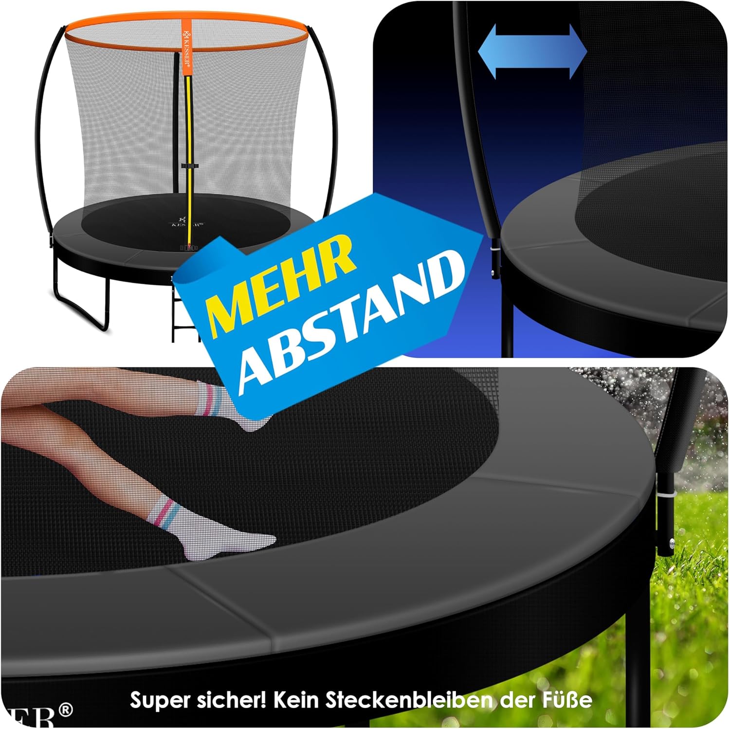 KESSER® Trampoline Ø244 cm - Veiligheidsnet en Ladder - tot 150 kg belasting - Oranje
