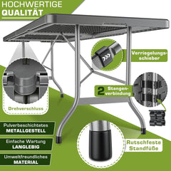 Inklapbare tafel - Klaptafel - Vouwtafel - 220x70 cm - Grijs - Tillvex