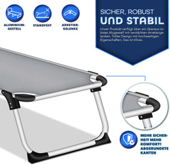 Ligbed - Ligstoel - Zonnebed - Opvouwbaar - Grijs - KESSER®