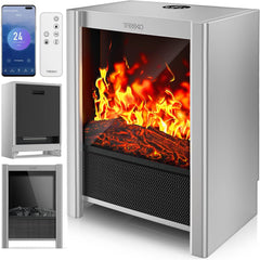 Sfeerhaard elektrisch - Elektrische haard - Met verwarming - 2000W - Grijs - TRESKO