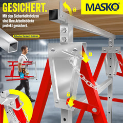 MASKO® Schraag - Telescopisch Werkbok - Hoogte verstelbaar - Rood
