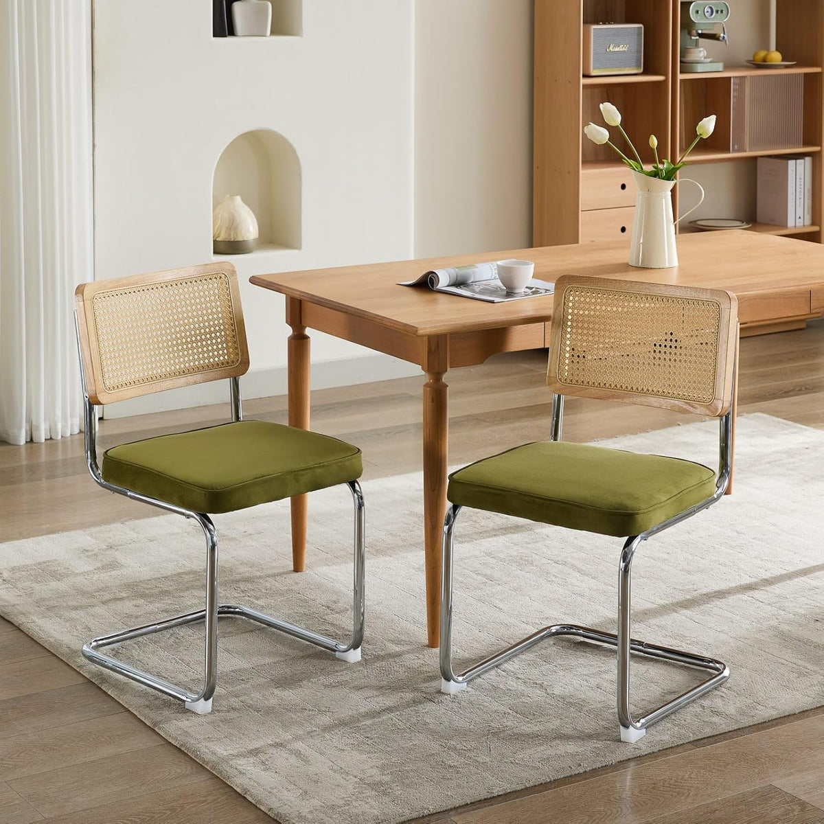 Eetkamerstoelen - Set van 2 - Met Rugleuning - Fluweel - Groen