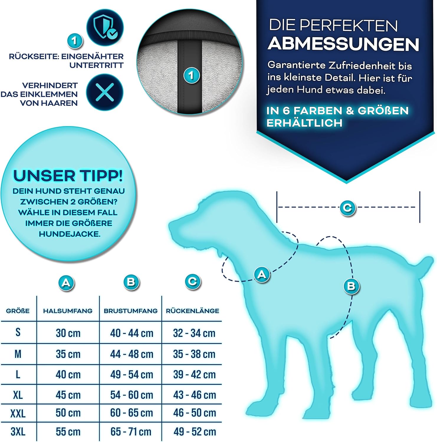 TRESKO® Hondenjas voor de winter, met reflectoren, incl. 15 stuks, poepzakken + dispenser, waterdichte hondenjas met harnas, gevoerd hondenvest (M, zwart)