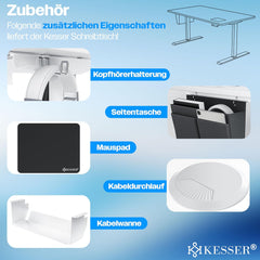 KESSER® In hoogte verstelbaar bureau elektrisch 160 cm x 70 cm | Ergonomisch sta-zit-bureau | 3-functie-geheugenbesturing | Incl. 360° wielen & USB-oplaadpoort computertafel voor thuiskantoor