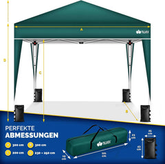 Tillvex® Partytent - 3x3m - Paviljoen - Easy Up - Groen