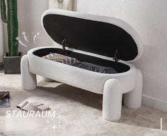 chairus Moderne zitbank met opbergruimte, comfortabele bekleding van kunstbont, wit,  bekleed met zacht fluweel, geschikt als opbergkast voor hal, slaapkamer, entree of woonkamer.