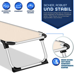 Ligbed - Ligstoel - Zonnebed - Opvouwbaar - Beige - Tillvex®
