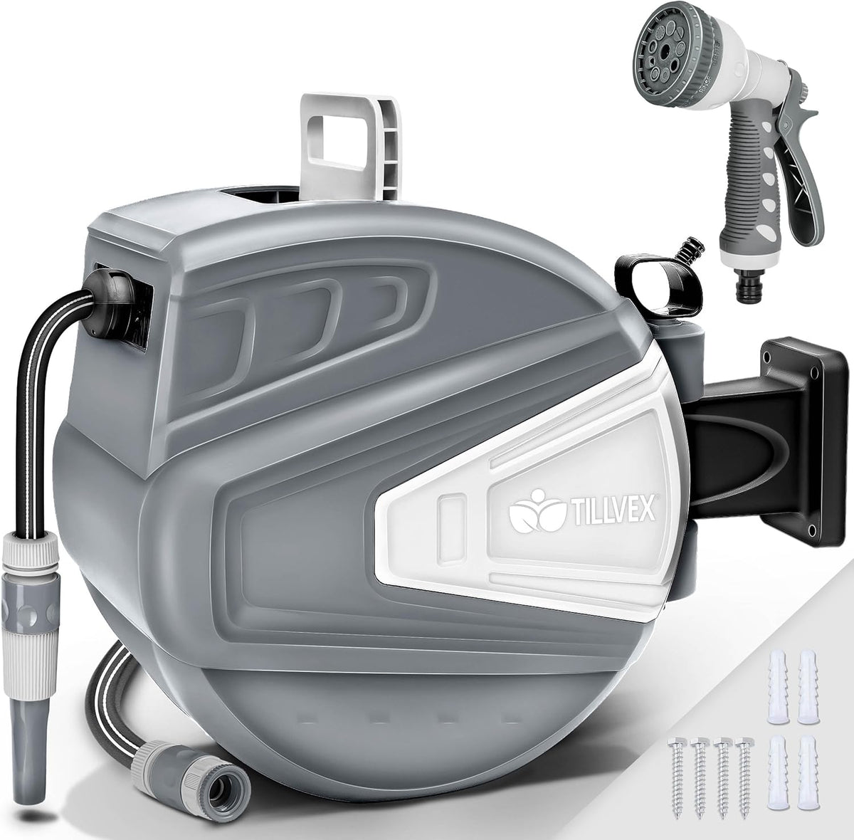 Wandslangenbox - Tuinslanghaspel - Tuinslang met haspel - 20 meter - Grijs