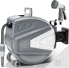 Wandslangenbox - Tuinslanghaspel - Tuinslang met haspel - 30 meter - Grijs