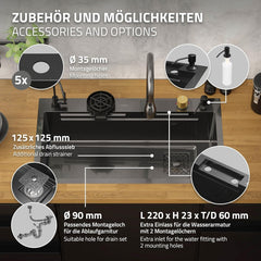 Spoelbak - Wasbak - Keuken - RVS - 80x46 cm - Antraciet - ML-Design