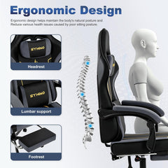 Ergonomische Bureaustoel -  Office Chair - Gamestoel - Volwassenen - Zwart/Groen - SYMINO