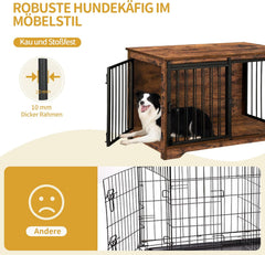 Hzuaneri Hondenbench, 100 cm, hondenbox voor thuis, schuifdeuren, 2 deuren, moderne houten hondenbox voor binnen, voor kleine, middelgrote, grote honden, hondenkooi voor thuis, 100 x 60 x 68 cm
